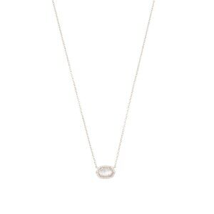 KENDRA SCOTT Ivory Rhodium Ivory Mother Of Pearl White Cz Chelsea Mini Necklace